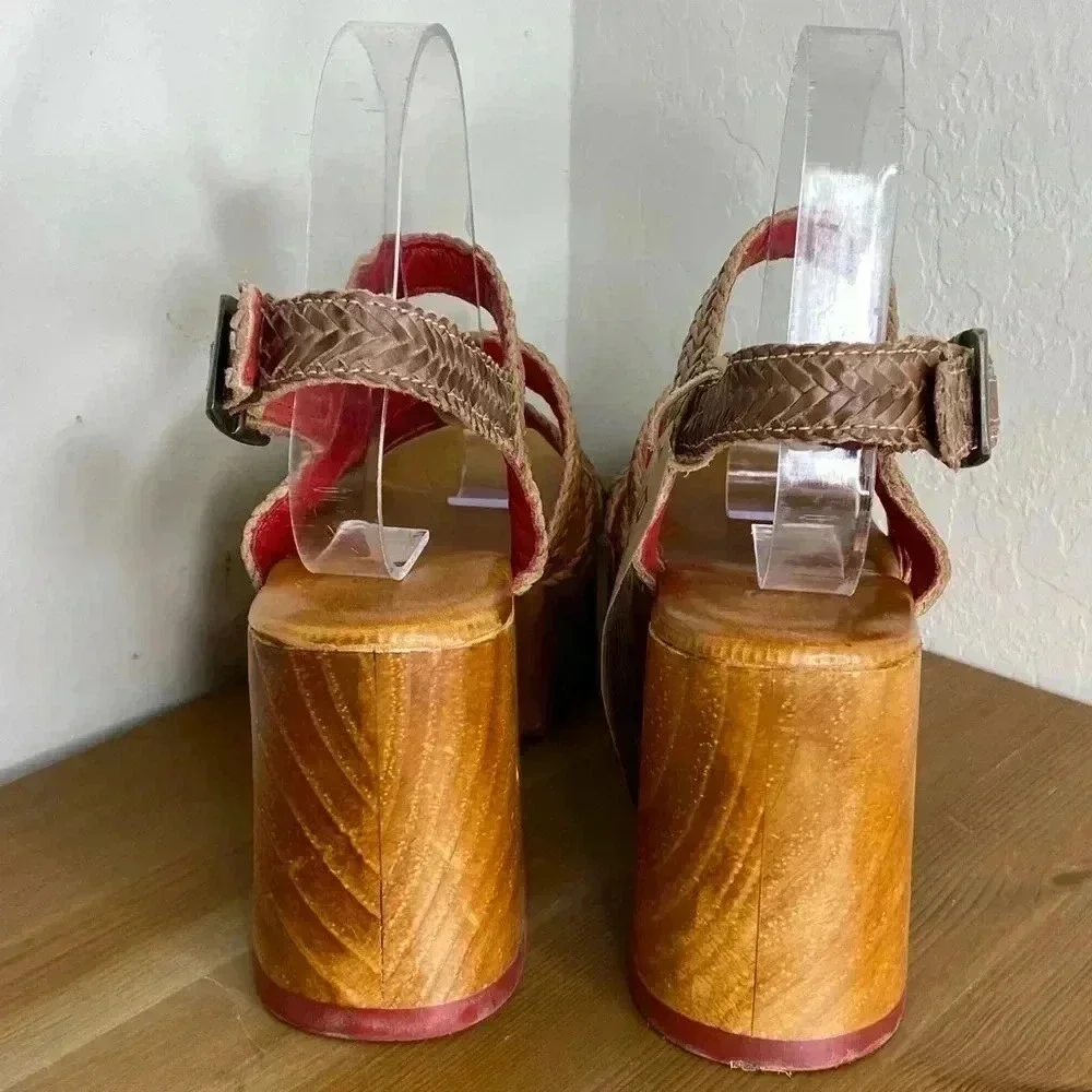 NEW Bed Stu Voicing Braided Leather Platform Sandals Size 9